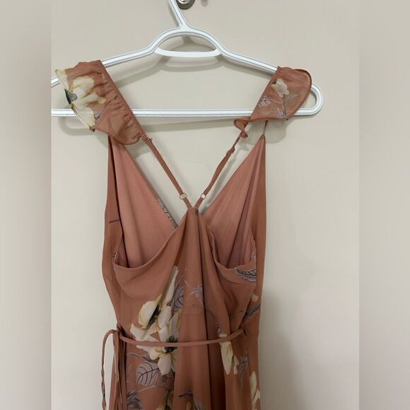 Lulu's Dress All Mine Rusty Rose Pink Floral Print High-Low Wrap Maxi - Picture 12 of 14